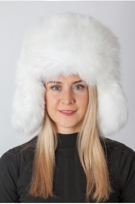 Arctic white fox fur hat – russian style